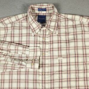 Faconnable Shirt Mens 2XL Brown Plaid Casual Button Up Long Sleeve *